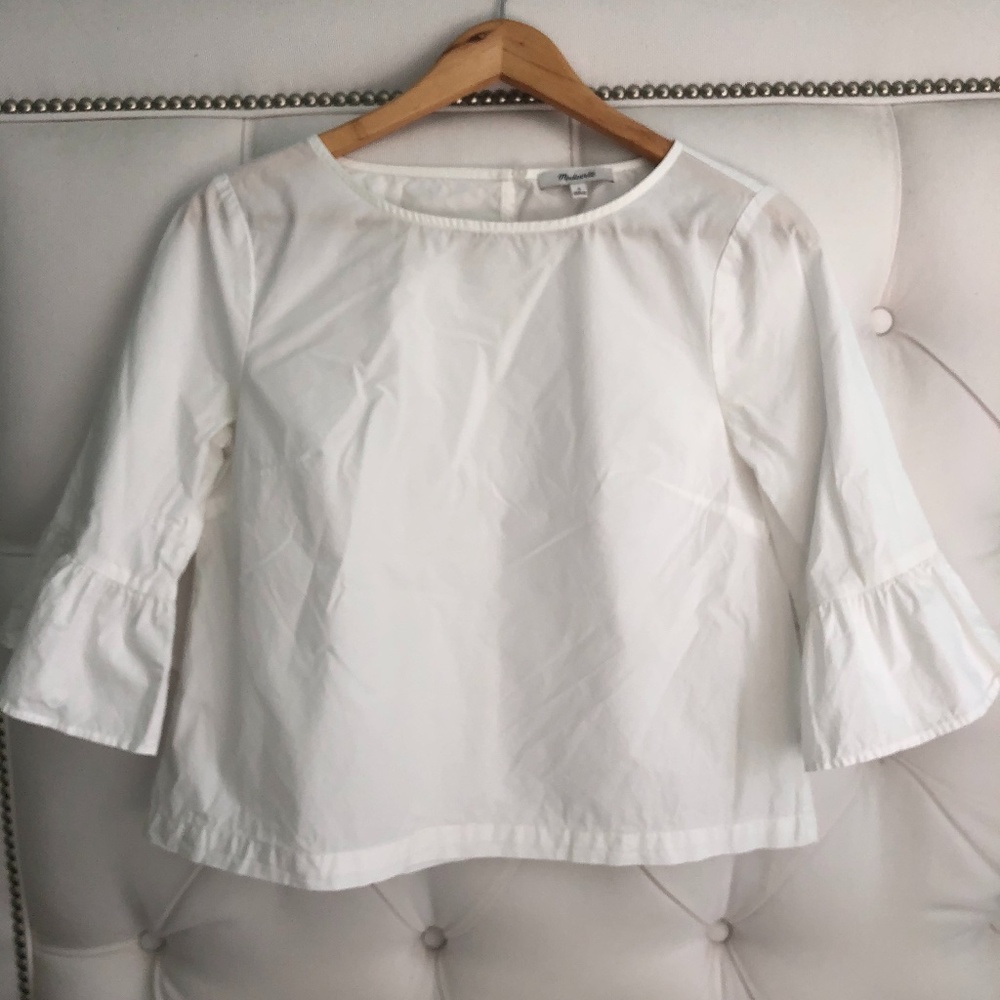 Madewell White Bell Sleeve Popover Shirt